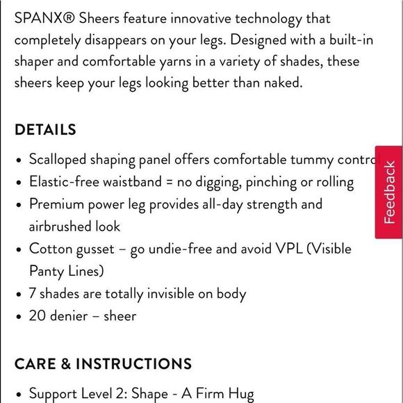 Spanx Sheers Perfect‎ Pantyhose NWT - Picture 4 of 7